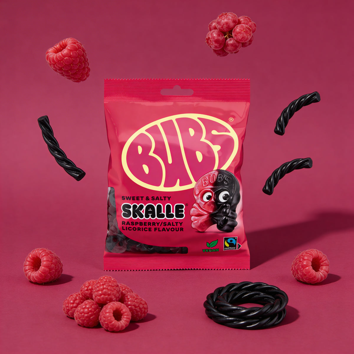 BUBS MINI Raspberry Salty Licorice SKALLE