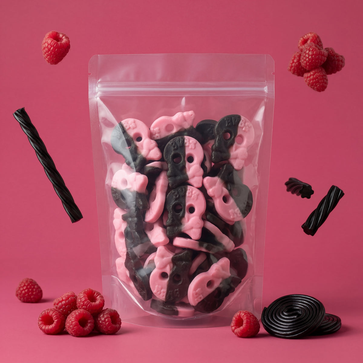 Bubs Raspberry Salty Licorice Skull Foam